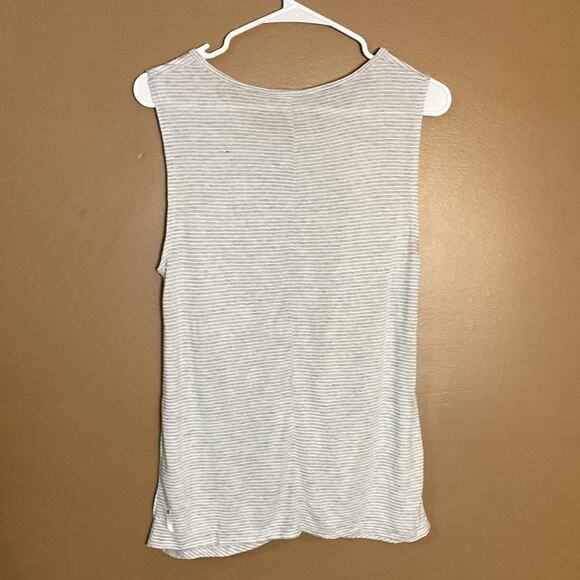 NWOT Zella Gray & White Striped Twisted Tank Sz Small - Picture 4 of 7